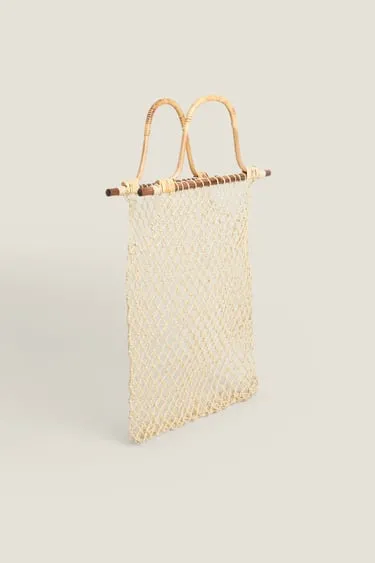 Пляжная сумка из ротанговой текстурированной бумажной сетки