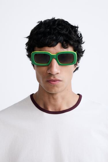Солнцезащитные очки в контрастной прямоугольной оправе